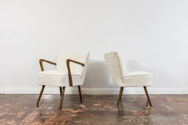 White Boucle Cocktail Chairs, 1950s, Set of 2-IXL-1745389