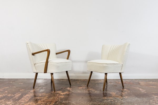 White Boucle Cocktail Chairs, 1950s, Set of 2-IXL-1745389