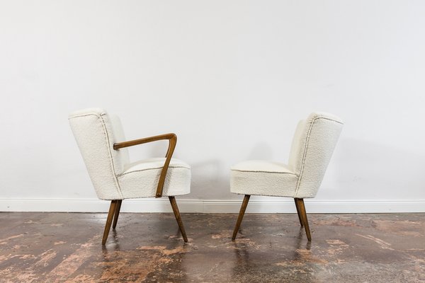 White Boucle Cocktail Chairs, 1950s, Set of 2-IXL-1745389