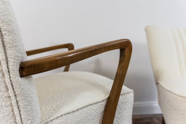 White Boucle Cocktail Chairs, 1950s, Set of 2-IXL-1745389