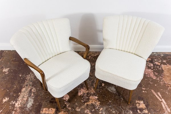 White Boucle Cocktail Chairs, 1950s, Set of 2-IXL-1745389