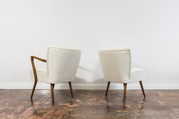 White Boucle Cocktail Chairs, 1950s, Set of 2-IXL-1745389