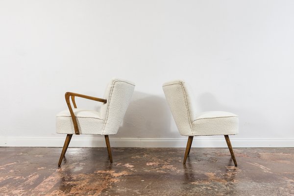 White Boucle Cocktail Chairs, 1950s, Set of 2-IXL-1745389