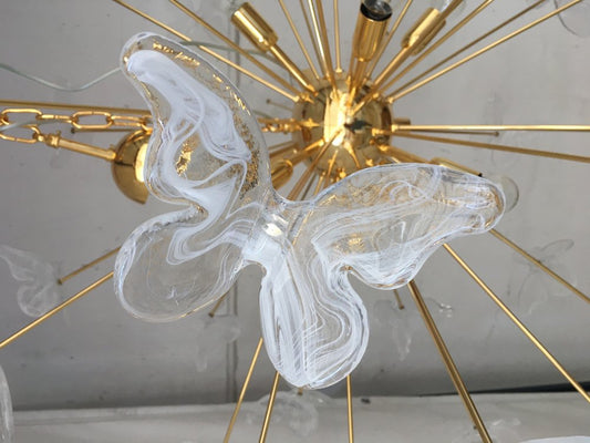 White Butterfly Murano Glass Sputnik Chandelier from Murano Glass