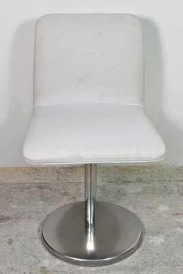 White Canvas Seat & Backrest Chairs with Chromed Steel Base, 1970s, Set of 4-WFB-739384