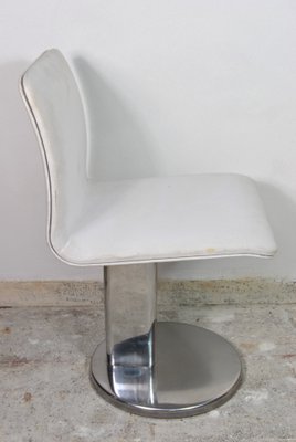 White Canvas Seat & Backrest Chairs with Chromed Steel Base, 1970s, Set of 4-WFB-739384