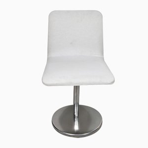 White Canvas Seat & Backrest Chairs with Chromed Steel Base, 1970s, Set of 4-WFB-739384