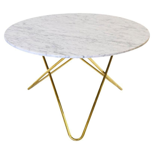 White Carrara Marble and Brass Big O Table by Oxdenmarq