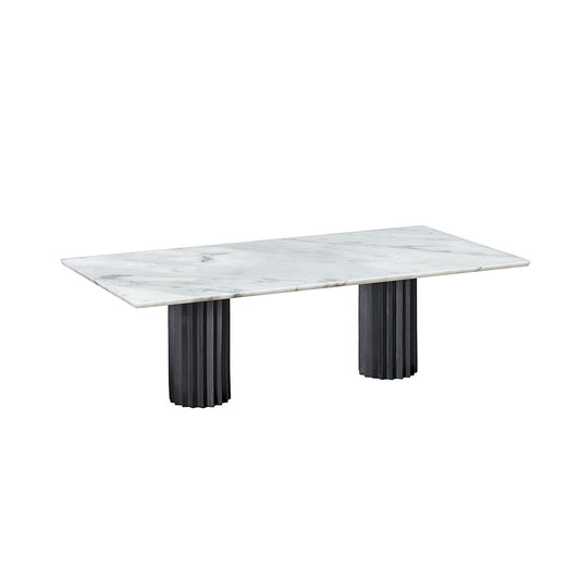 White Carrara Marble & Cast and Blackened Bronze Doris Dining Table by Fred & Juul