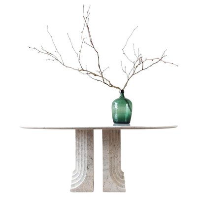 White Carrara Marble Oval Dining Table attributed to Carlo Scarpa, Italy, 1970s-TDA-1376281