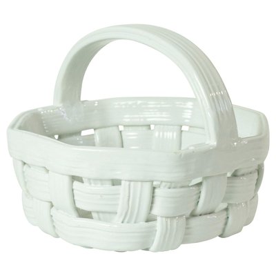 White Ceramic Fruit Basket, Italy, 1970s-FO-838874