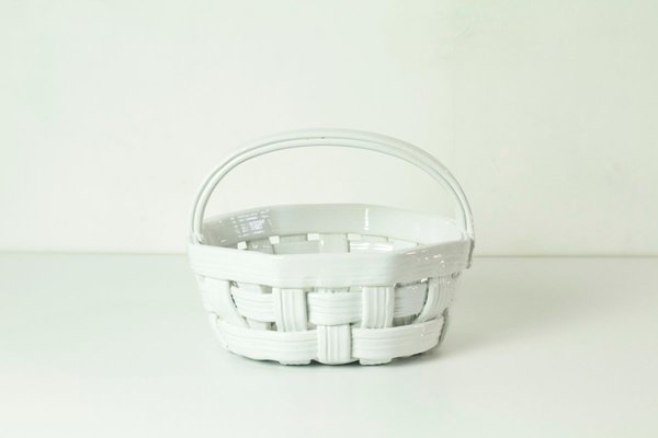 White Ceramic Fruit Basket, Italy, 1970s-FO-838874