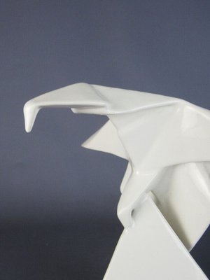 White Ceramic Origami Eagle Sculpture by Guy Legrand-PWG-1763292