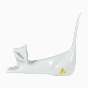 White Ceramic Rings Cat Door from Royal Dux Bohemia, 1960s-RAQ-1246232