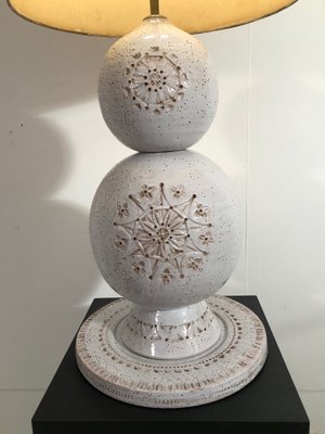 White Ceramic Table Lamp Attributed to Georges Pelletier, 1968-PCJ-655800