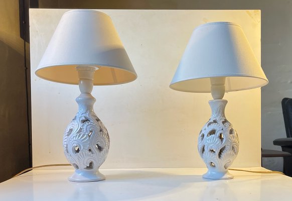 White Ceramic Table Lamps by Hans Rudolf Petersen, 1940s, Set of 2-LCR-1216116