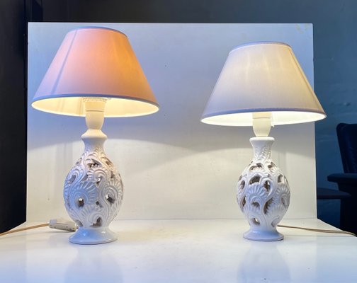 White Ceramic Table Lamps by Hans Rudolf Petersen, 1940s, Set of 2-LCR-1216116