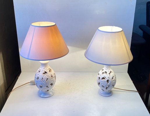 White Ceramic Table Lamps by Hans Rudolf Petersen, 1940s, Set of 2-LCR-1216116