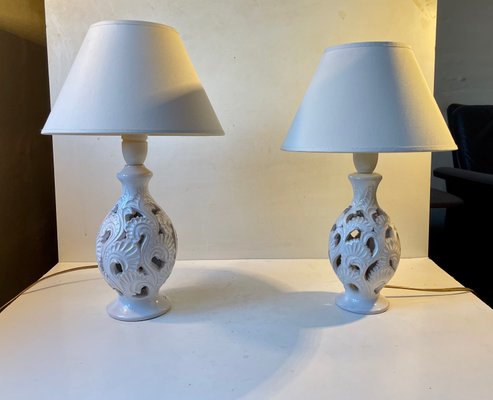 White Ceramic Table Lamps by Hans Rudolf Petersen, 1940s, Set of 2-LCR-1216116