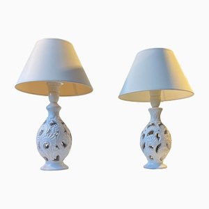 White Ceramic Table Lamps by Hans Rudolf Petersen, 1940s, Set of 2-LCR-1216116