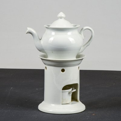 White Ceramic Teapot with Base and Candleholder by Richard Ginori, Set of 3-RAQ-1784751