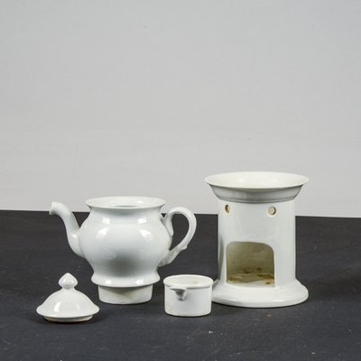 White Ceramic Teapot with Base and Candleholder by Richard Ginori, Set of 3-RAQ-1784751