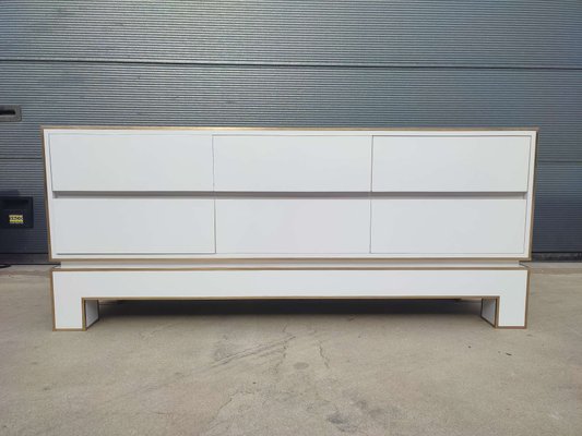 White Credenza with Brass Details by Alain Delon for Maison Jansen, France, 1975-WBX-1423050