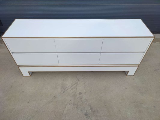 White Credenza with Brass Details by Alain Delon for Maison Jansen, France, 1975-WBX-1423050