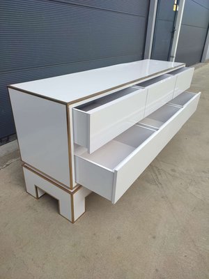 White Credenza with Brass Details by Alain Delon for Maison Jansen, France, 1975-WBX-1423050