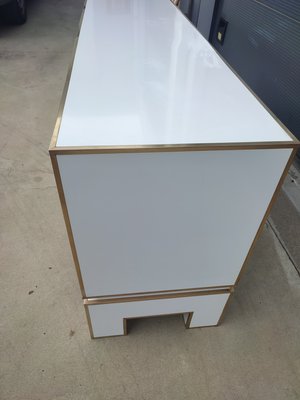 White Credenza with Brass Details by Alain Delon for Maison Jansen, France, 1975-WBX-1423050