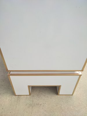 White Credenza with Brass Details by Alain Delon for Maison Jansen, France, 1975-WBX-1423050