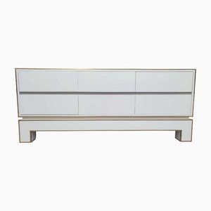 White Credenza with Brass Details by Alain Delon for Maison Jansen, France, 1975-WBX-1423050