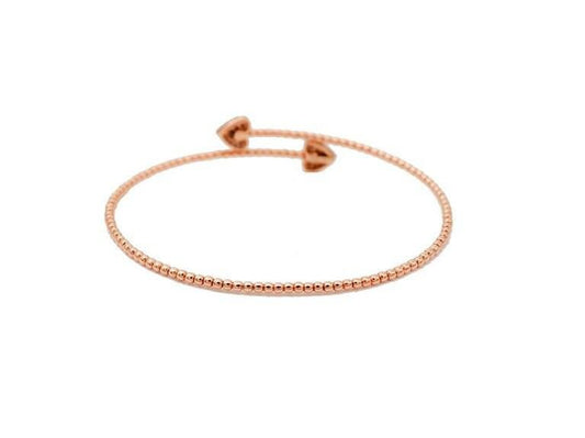 White Diamond & 18K Rose Gold Cuff Bracelet with Heart Detail