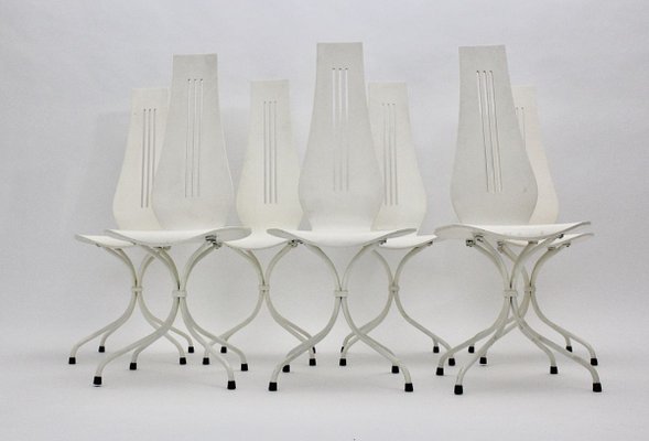 White Dining Chairs by Theo Häberli, 1960s, Set of 7-NB-836036