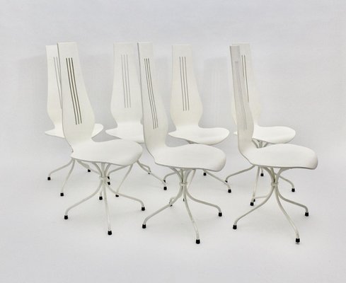 White Dining Chairs by Theo Häberli, 1960s, Set of 7-NB-836036