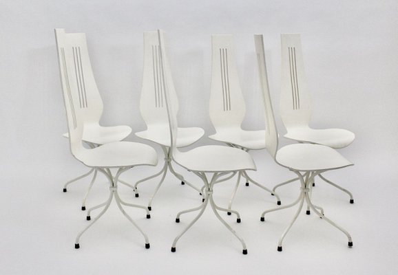 White Dining Chairs by Theo Häberli, 1960s, Set of 7-NB-836036