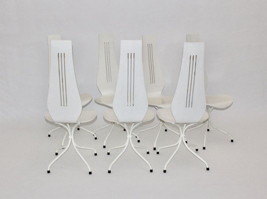 White Dining Chairs by Theo Häberli, 1960s, Set of 7-NB-836036