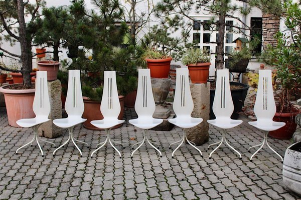 White Dining Chairs by Theo Häberli, 1960s, Set of 7-NB-836036