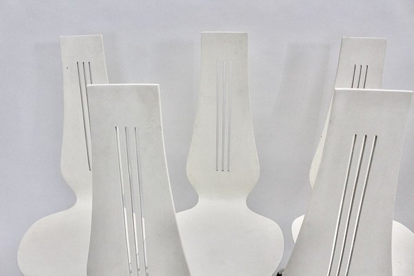 White Dining Chairs by Theo Häberli, 1960s, Set of 7-NB-836036