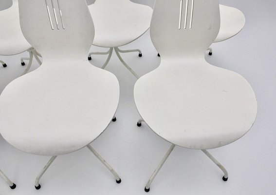 White Dining Chairs by Theo Häberli, 1960s, Set of 7-NB-836036