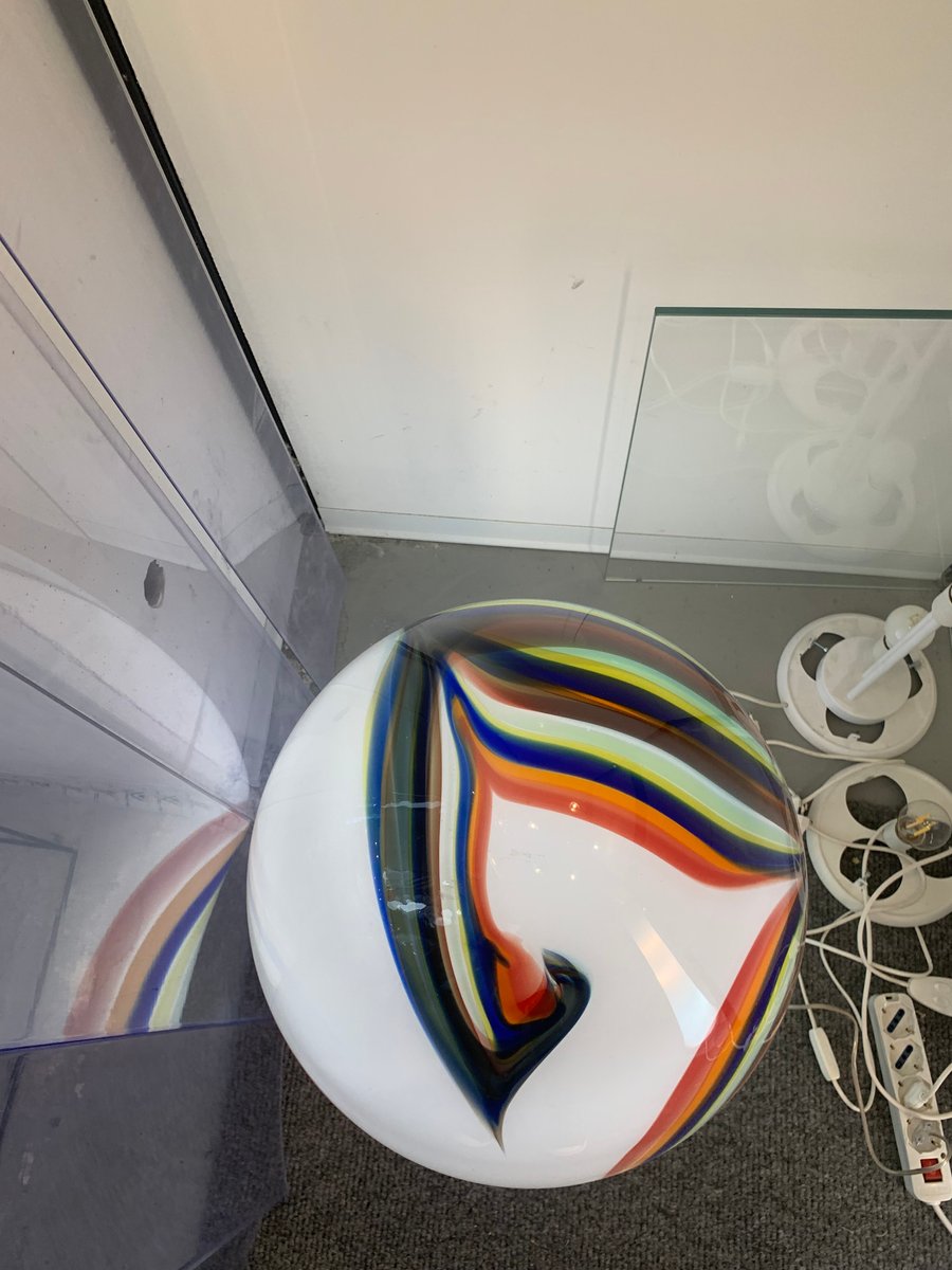 White Egg Lamp in Murano Style Glass with Multicolored Reeds from Simoeng