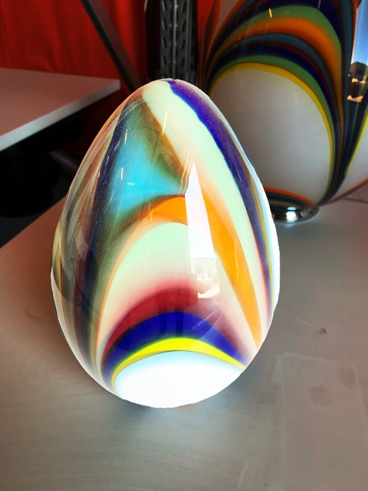 White Egg Small Lamp in Murano Style Multicolored Glass from Simoeng