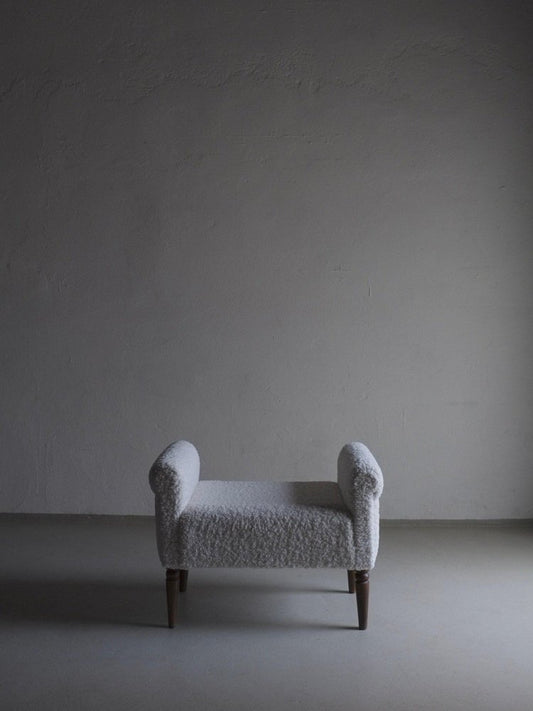 White Faux Shearling Ottoman, 1960s