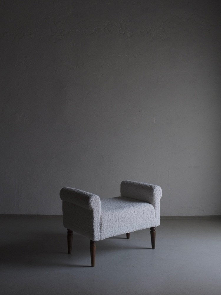 White Faux Shearling Ottoman, 1960s