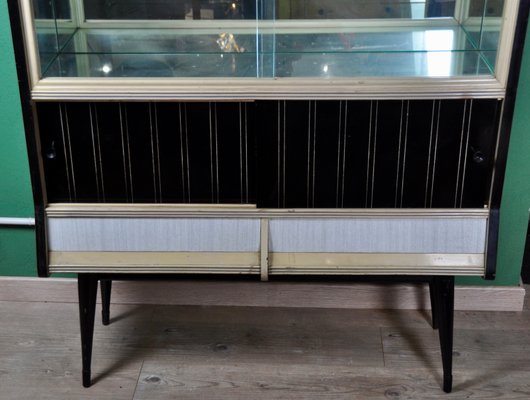 White Formica and Black Display Cabinet, 1960s-ROJ-632939