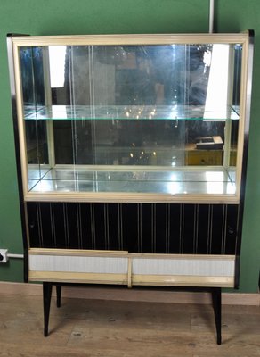 White Formica and Black Display Cabinet, 1960s-ROJ-632939