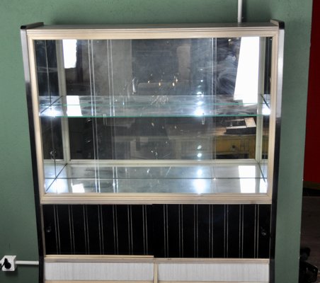 White Formica and Black Display Cabinet, 1960s-ROJ-632939