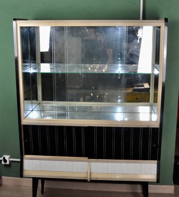 White Formica and Black Display Cabinet, 1960s-ROJ-632939