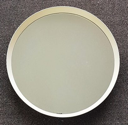 White Frame Round Wall Mirror, Italy, 1960s-POM-1449699