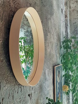 White Frame Round Wall Mirror, Italy, 1960s-POM-1449699